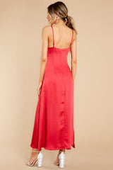 Flirty Gaze Red Midi Dress - Red Dress