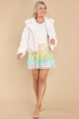 For A Rainy Day Faux Fur Ivory Jacket - Red Dress