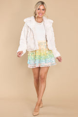 For A Rainy Day Faux Fur Ivory Jacket - Red Dress