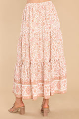 Forever Blossoming Apricot Floral Print Skirt - Red Dress