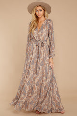 Forgotten Story Taupe Paisley Print Maxi Dress - Red Dress
