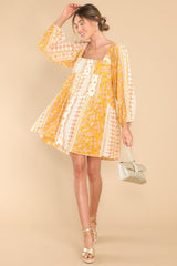 Free Me Today Mustard Patchwork Dress - Red Dress