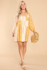 Free Me Today Mustard Patchwork Dress - Red Dress