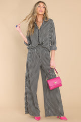 Freely Roaming Black Striped Pants - Red Dress