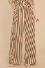 Freely Roaming Brown Striped Pants - Red Dress