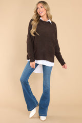 Full body view of this sweater that features a soft knit material.