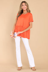 Fun At All Times Tangerine Top - Red Dress