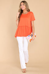 Fun At All Times Tangerine Top - Red Dress