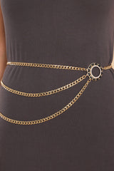 Give An Inch Gold Layered Chain Belt - Red Dress