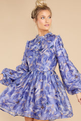 Give Him Butterflies Periwinkle Multi Print Dress - Red Dress