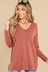 Give It A Rest Light Rust Sweater - Red Dress