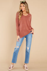 Give It A Rest Light Rust Sweater - Red Dress