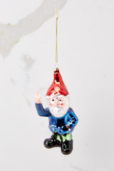 Gnome For Christmas Blue Multi Ornament - Red Dress