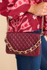 Gorgeous Vibe Burgundy Chain Bag - Red Dress