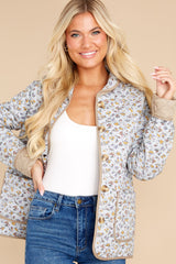 Grow For It Dusty Blue Floral Print Reversible Jacket - Red Dress