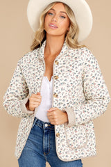 Grow For It Ivory Floral Print Reversible Jacket - Red Dress