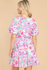 Growing Bright Pink Floral Dress - Red Dress