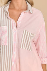 Happy For You Blush Multi Stripe Top - Red Dress