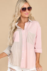 Happy For You Blush Multi Stripe Top - Red Dress