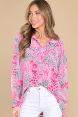Happy Thoughts Pink Multi Floral Print Top - Red Dress