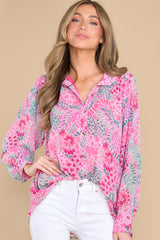 Happy Thoughts Pink Multi Floral Print Top - Red Dress