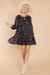 Her Favorite Features Black Floral Print Dress - Red Dress