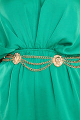 Hold Their Attention Gold Chain Belt - Red Dress