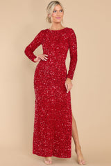 Hold Your Crown Ruby Red Sequin Maxi Dress - Red Dress