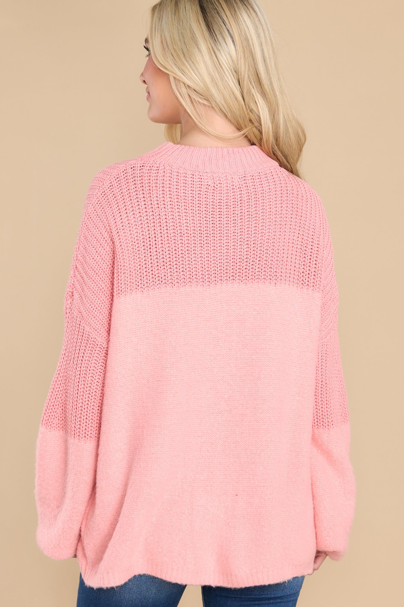 Homebody At Heart Light Pink Sweater - Red Dress
