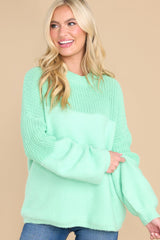 Homebody At Heart Spearmint Green Sweater - Red Dress