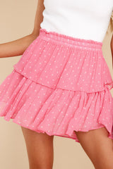 Hot Pink Cherry Ruffle Mini Skirt - Red Dress