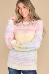 Hues Of Happiness Rainbow Stripe Sweater - Red Dress