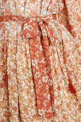 Humble Deeds Rust Orange Floral Print Maxi Dress - Red Dress