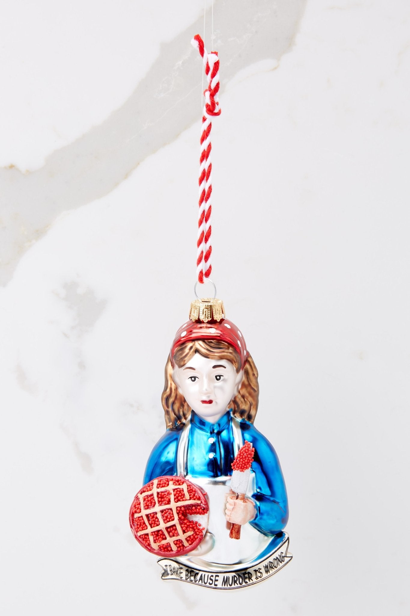 I Bake Because Murder Is Wrong Ornament - Red Dress