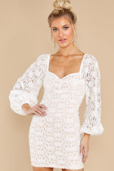 I'll Be Yours White Lace Dress - Red Dress