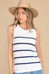 I'll See You There Navy Striped Top - Red Dress