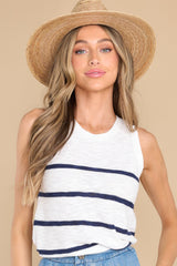 I'll See You There Navy Striped Top - Red Dress