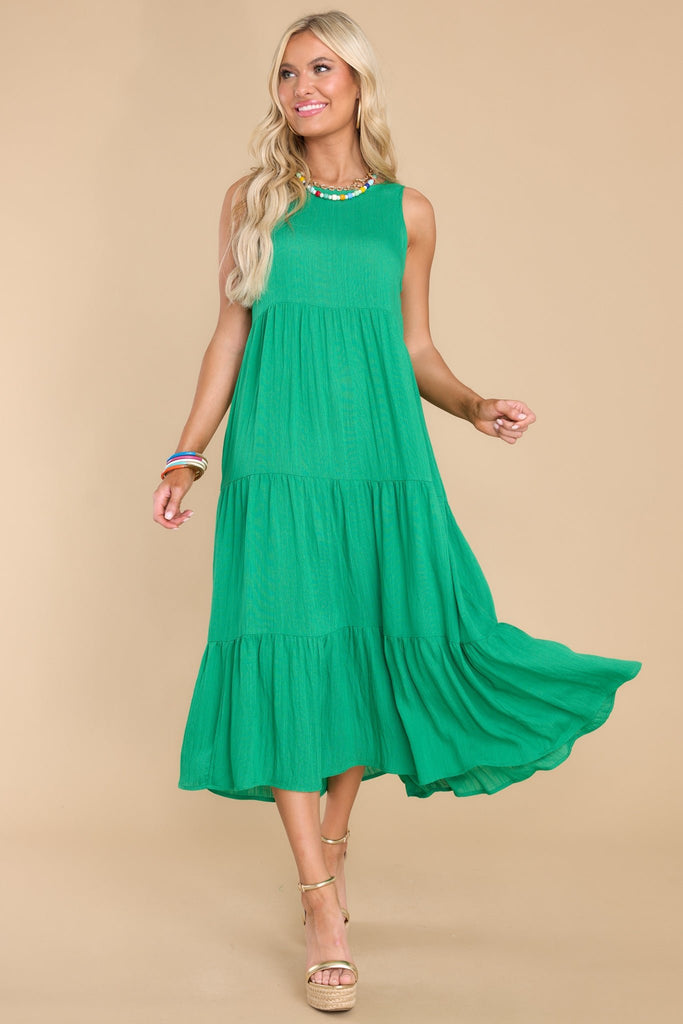 5 Tropical Zone Green Print Dress at reddress.com
