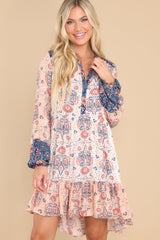 In Essence Ivory Multi Floral Print Dress - Red Dress