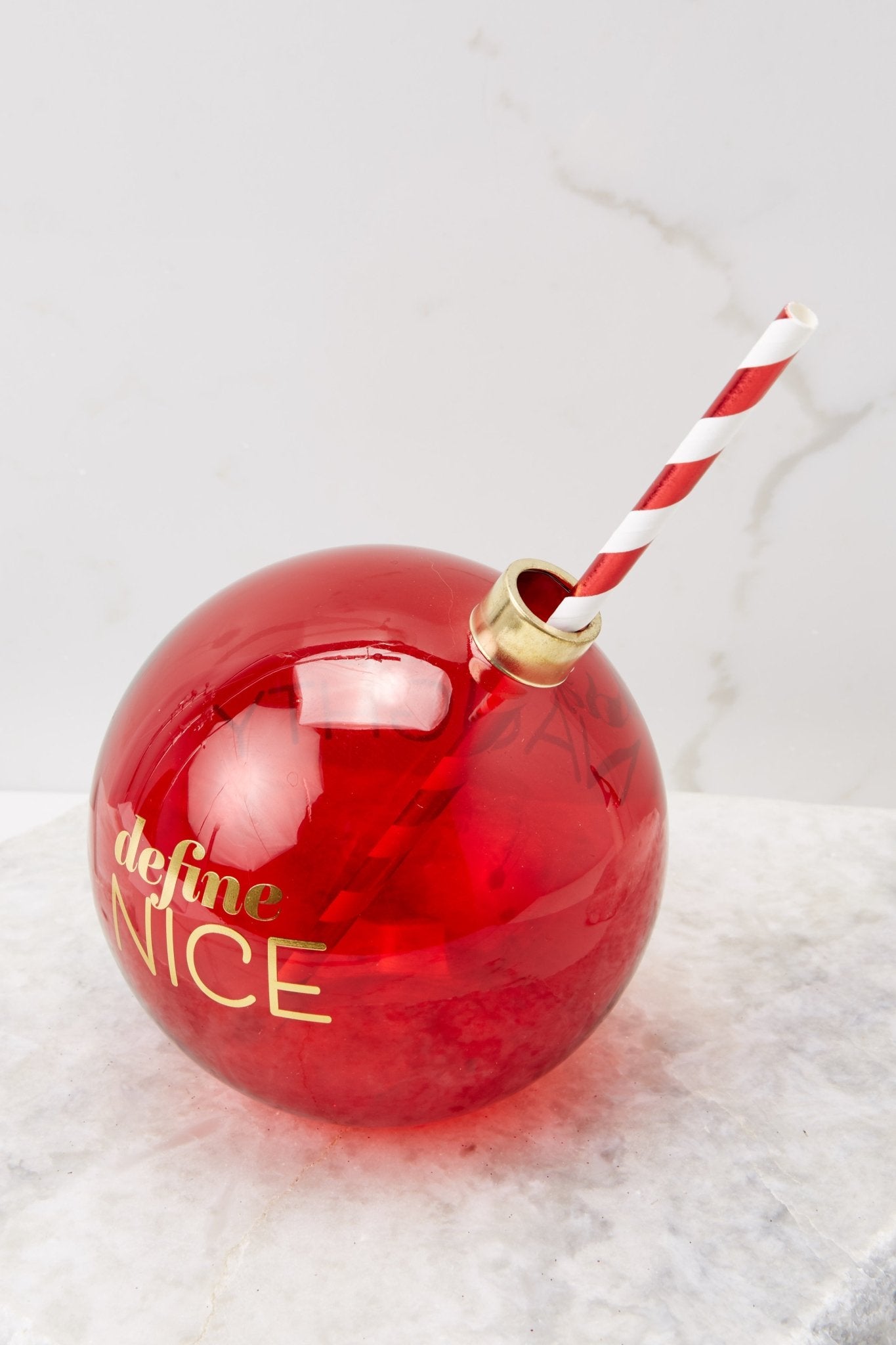 12oz. Red Christmas Ornament Cup w/ Straw - 1ct. - Party Adventure
