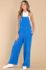 In My Own Rhythm Blue Overalls - Red Dress