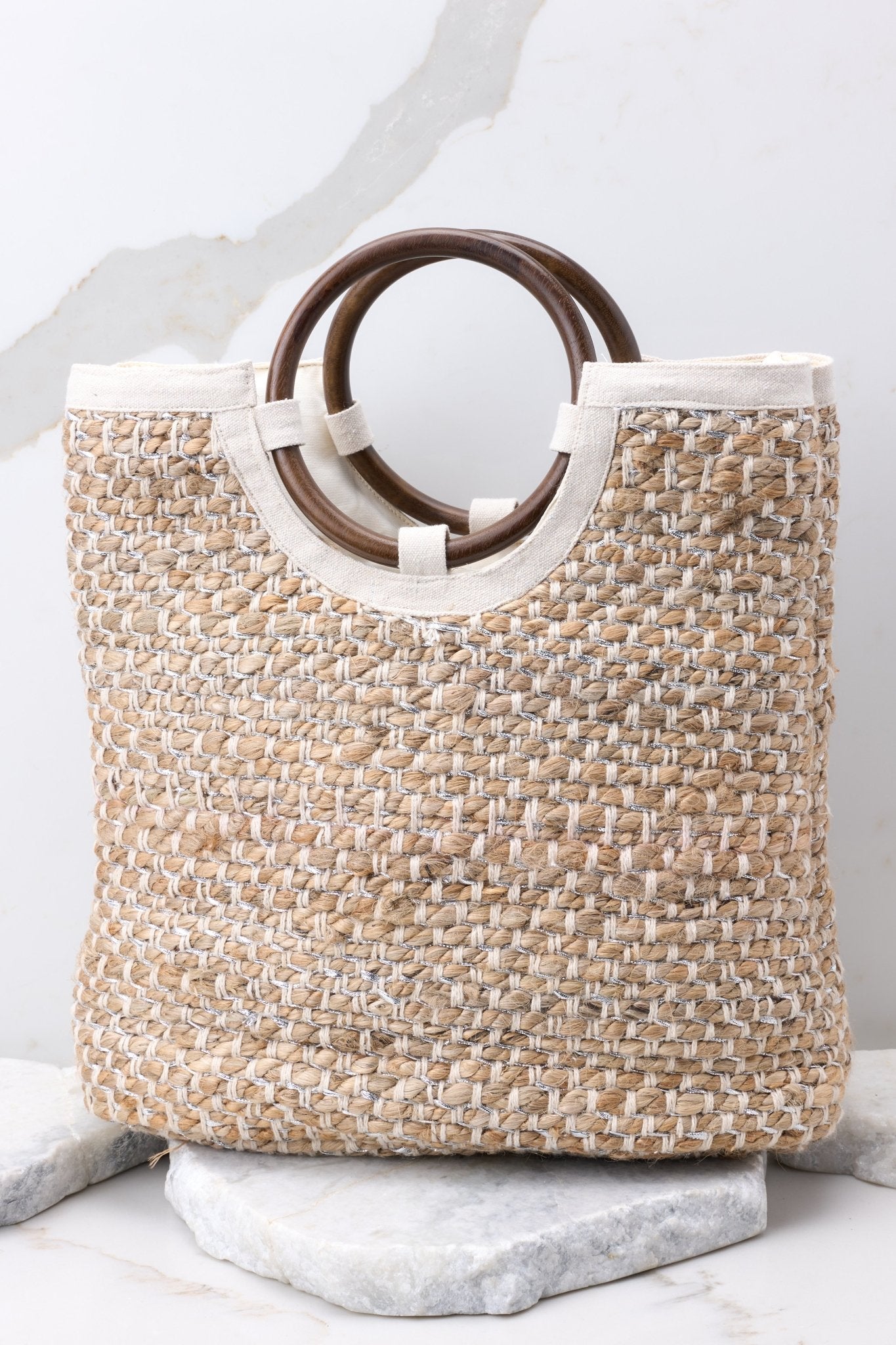 In The Sand Natural Rattan Bag - Red Dress