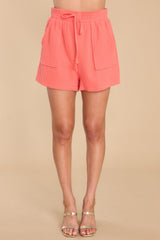 Infinite Bliss Coral Gauze Shorts - Red Dress