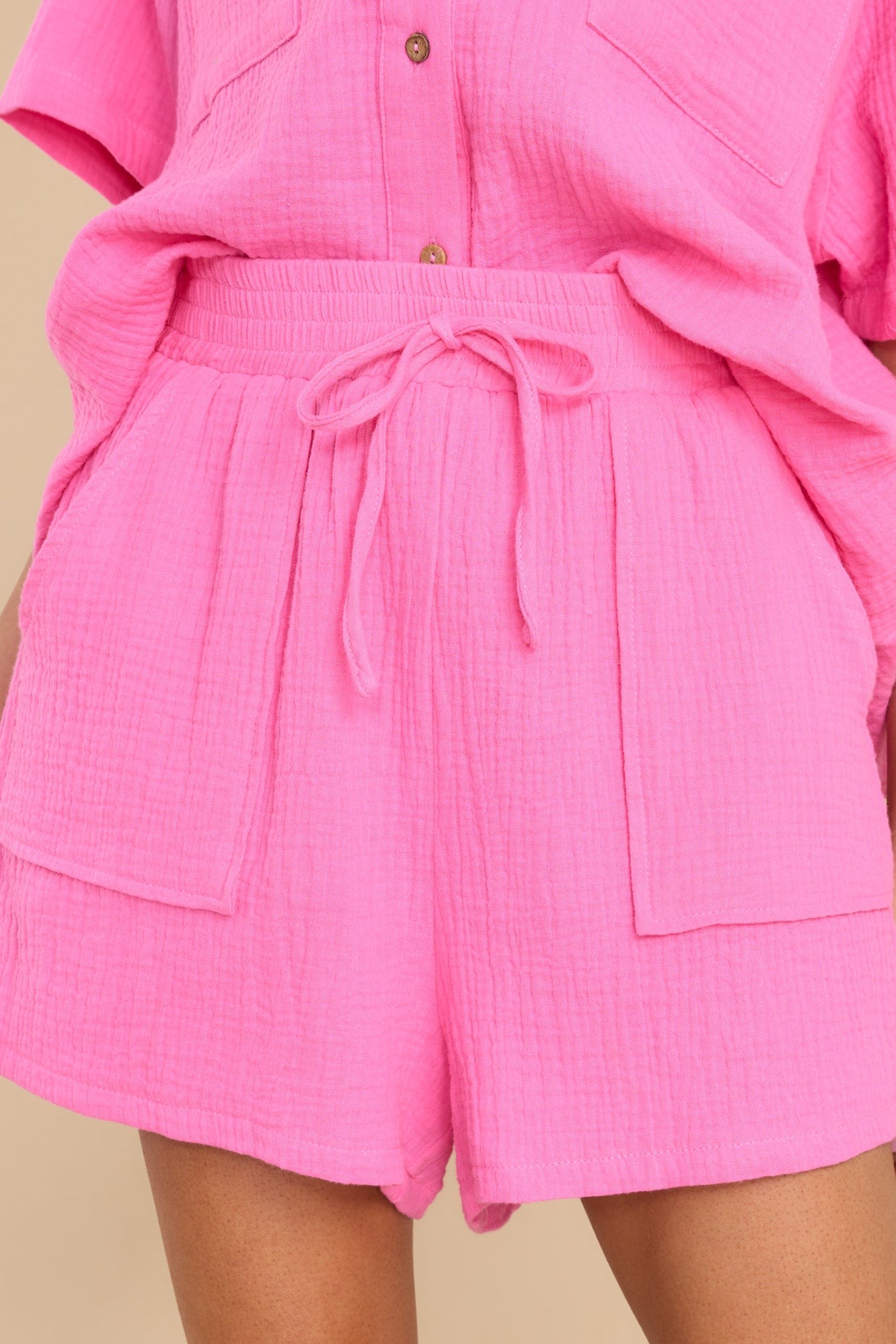 Infinite Bliss Pink Gauze Shorts - Red Dress