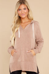Jacey Pecan Heather Pullover Hoodie - Red Dress