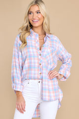 Just Can't Wait Dusty Pink Plaid Top - Red Dress