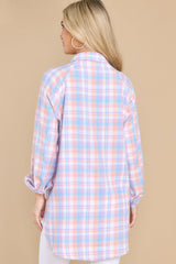 Just Can't Wait Dusty Pink Plaid Top - Red Dress