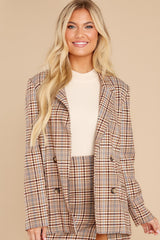 Just Good Business Olive Green Plaid Coat - Red Dress