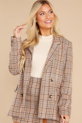 Just Good Business Olive Green Plaid Coat - Red Dress