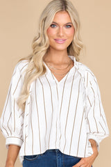 Keeper Of My Heart White Striped Top - Red Dress
